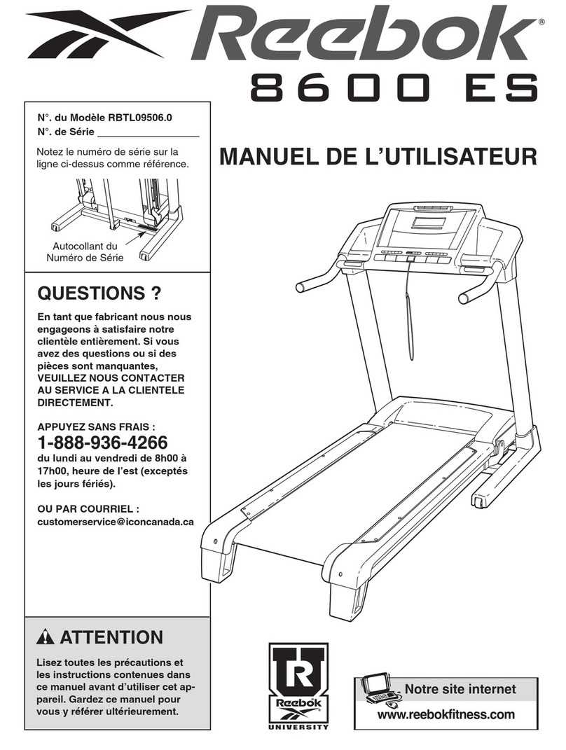 Reebok 8600 Es Treadmill User manual