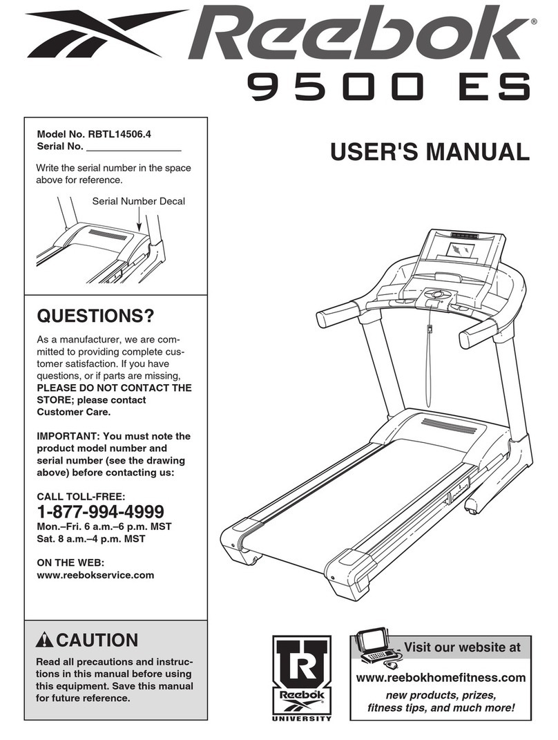 Reebok 9500 Es Treadmill user manual