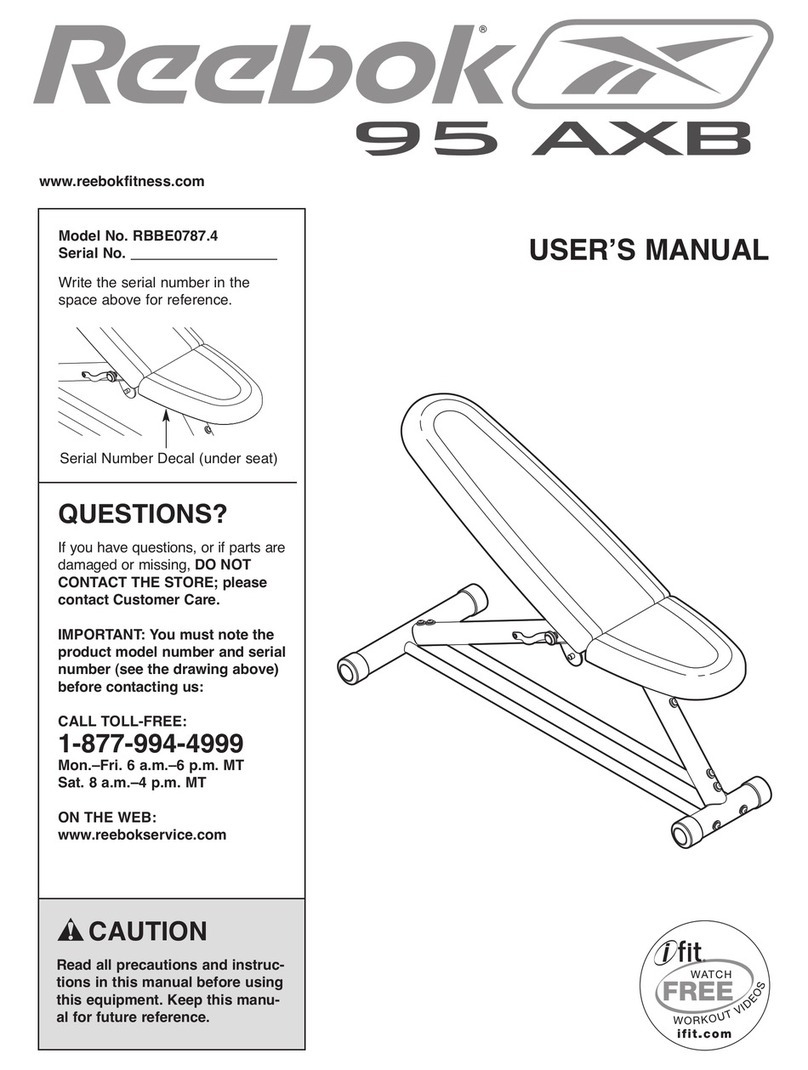 Reebok 95 Axb Bench User manual