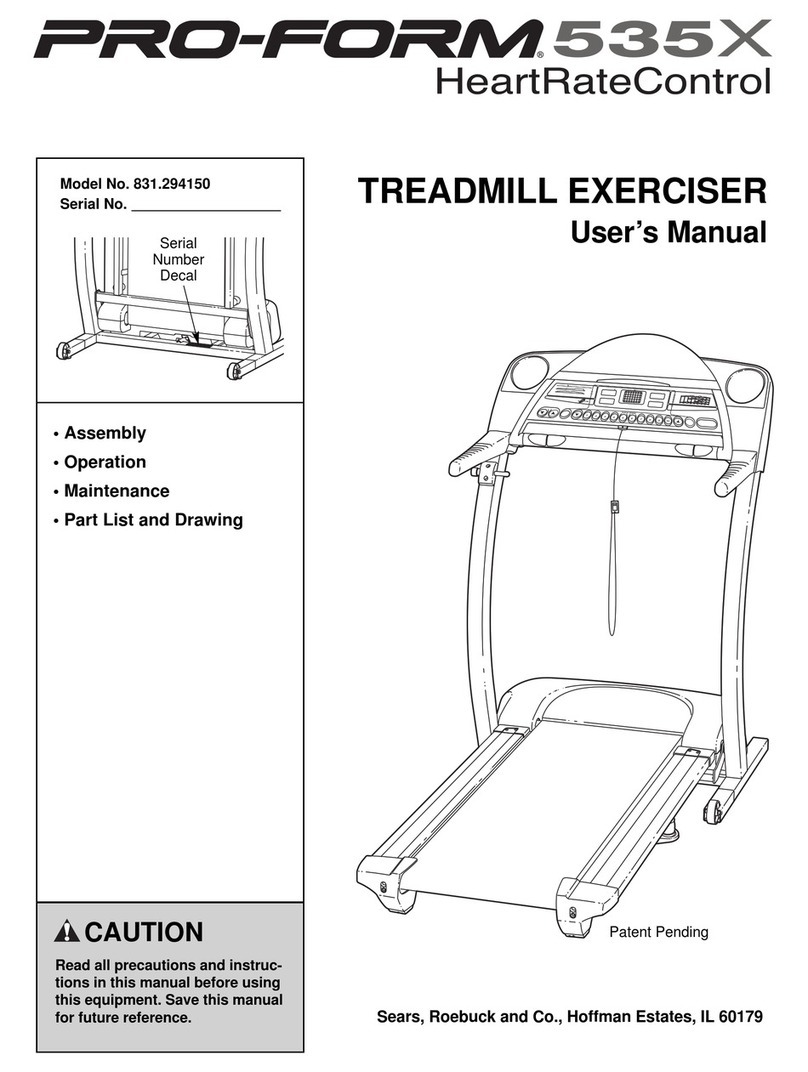 Pro-Form 535 X Treadmill User manual Pro-Form 535 X Treadmill User manual