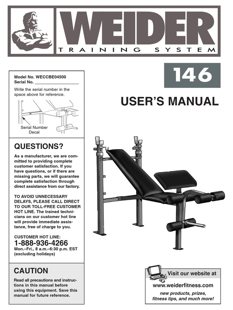 Weider 146 Bench User manual