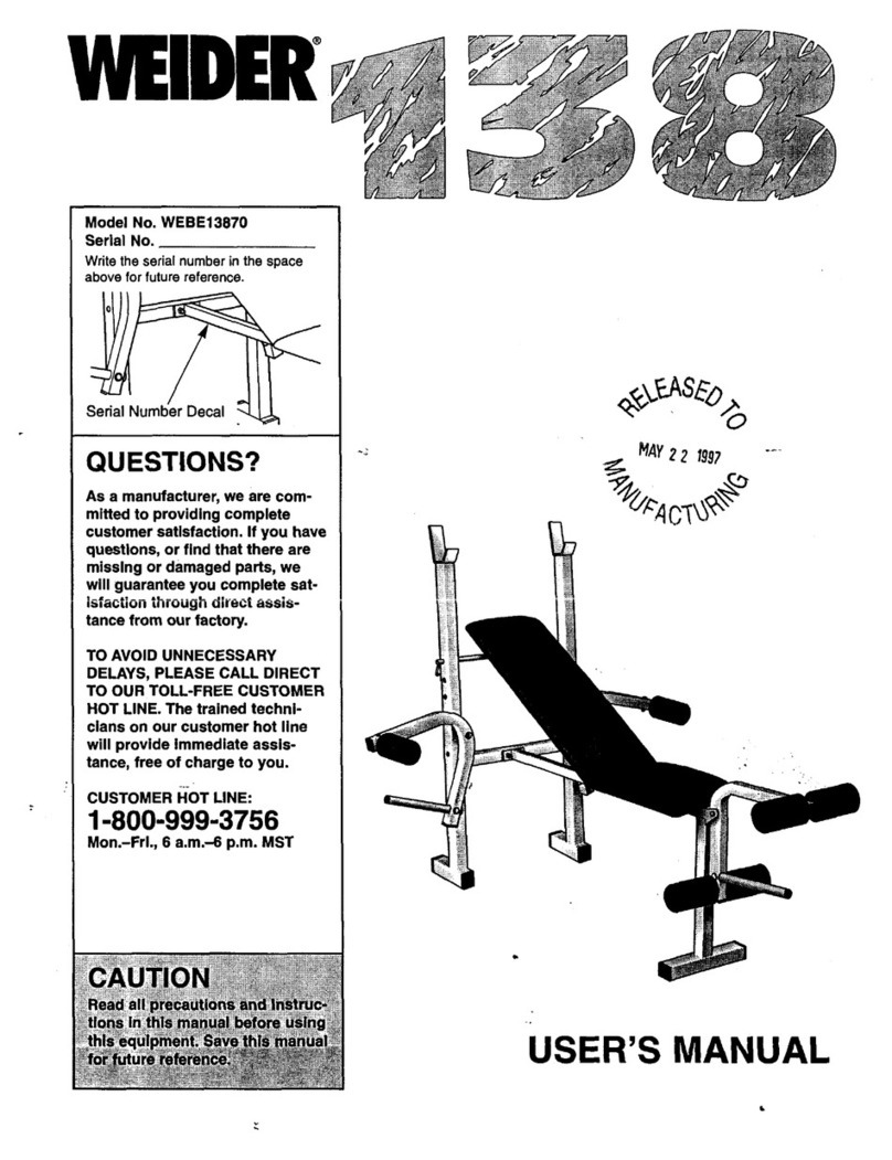 Weider 138 user manual