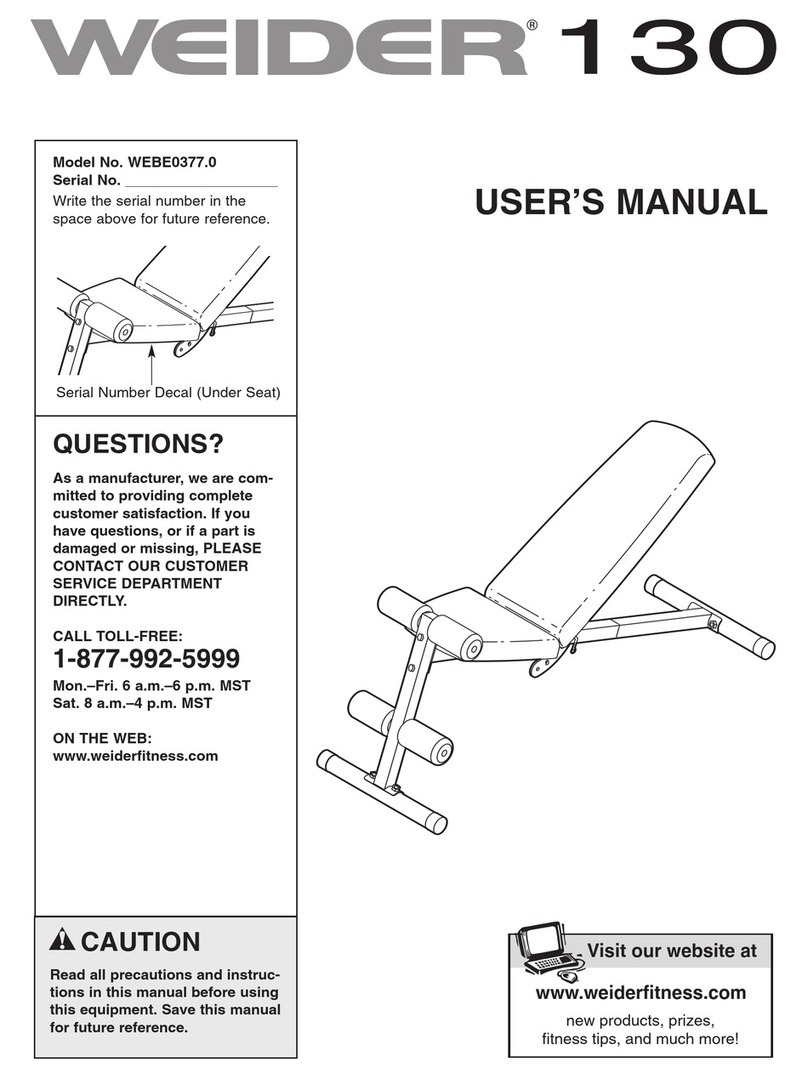 Weider 130 Bench user manual