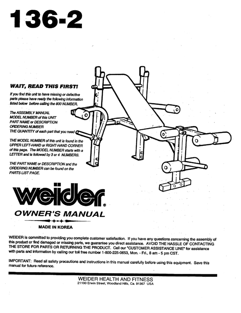 Weider 136-2 Bench User manual