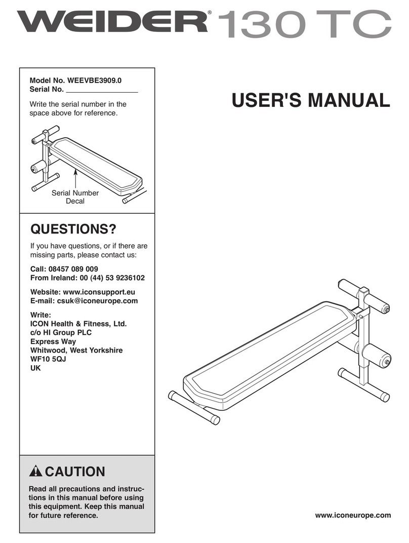 Weider 130 Tc Bench User manual