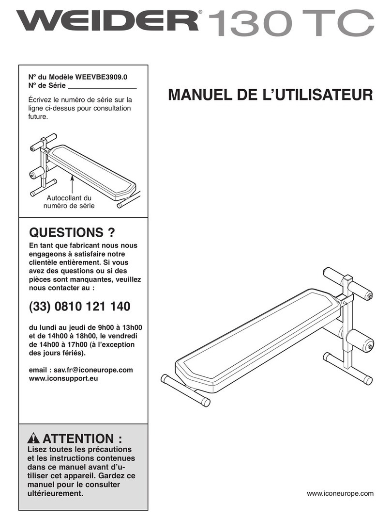 Weider 130 Tc Bench User manual Weider 130 Tc Bench User manual