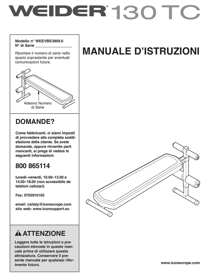 Weider 130 Tc Bench Operating and maintenance manual
