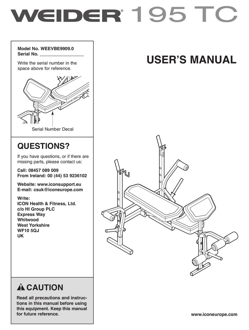 Weider 195 Tc Bench manual Weider 195 Tc Bench manual