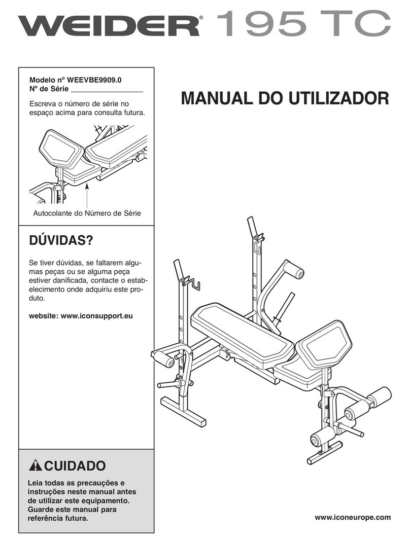 Weider 195 Tc Bench Setup guide Weider 195 Tc Bench Setup guide