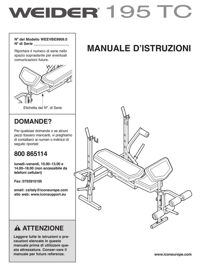 Weider 195 Tc Bench Operating and maintenance manual