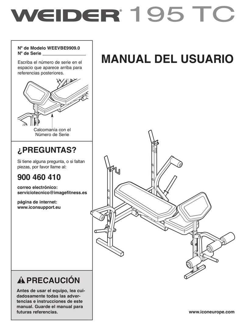 Weider 195 Tc Bench User guide Weider 195 Tc Bench User guide