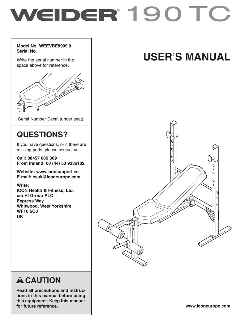 Weider 190 Tc Bench User manual