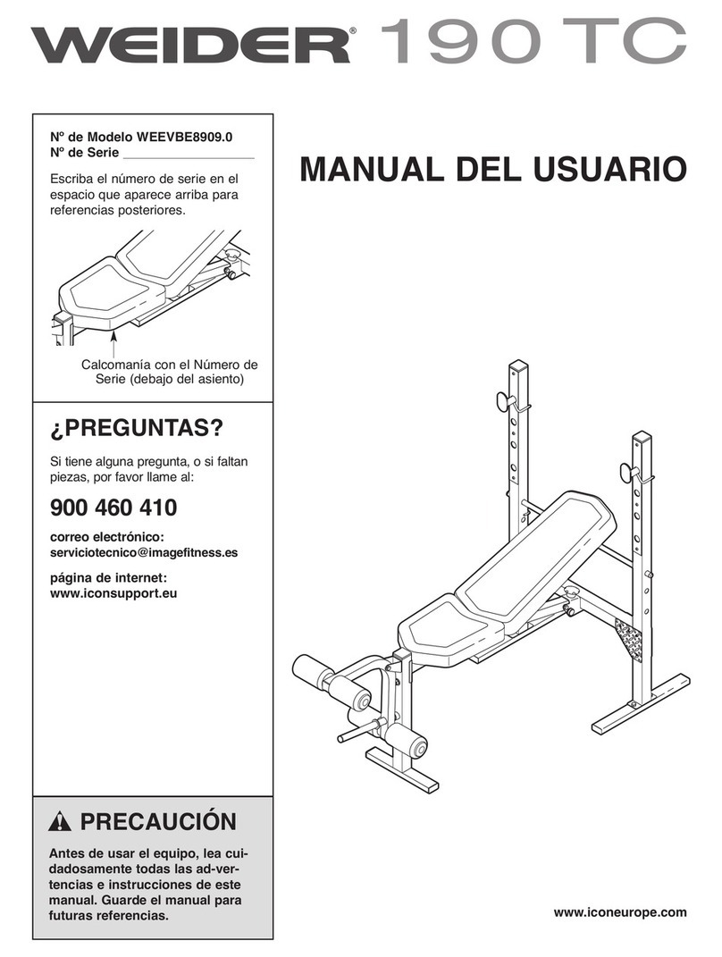 Weider 190 Tc Bench User guide Weider 190 Tc Bench User guide