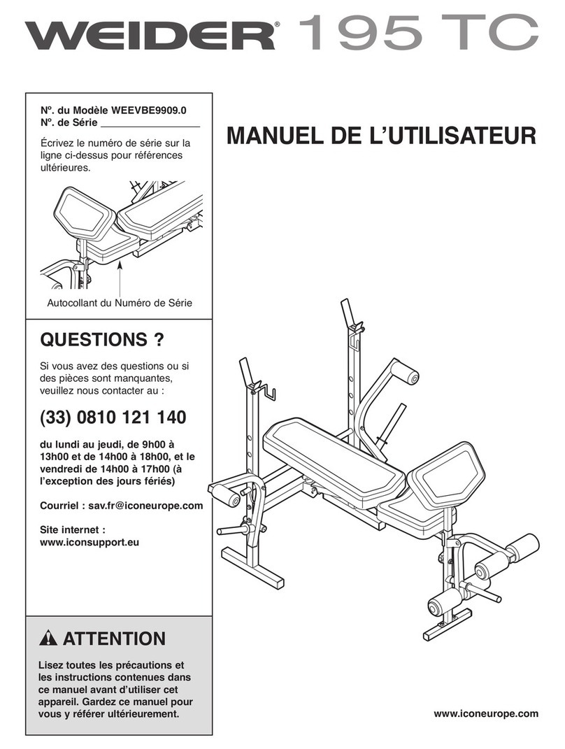 Weider 195 Tc Bench Manuel de l'utilisateur