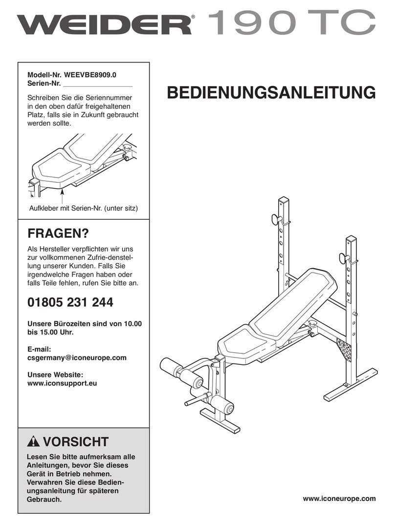 Weider 190 Tc Bench Bedienungsanleitung