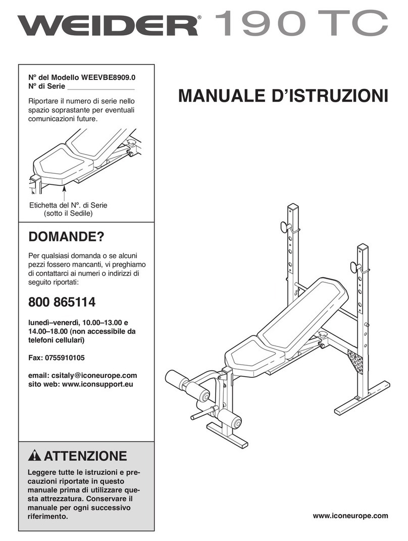 Weider 190 Tc Bench Manuale d'istruzioni