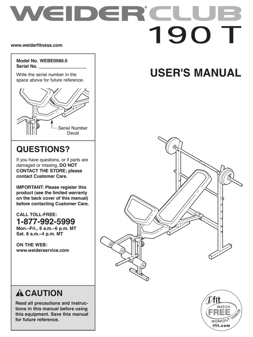 Weider 190 T Bench User manual