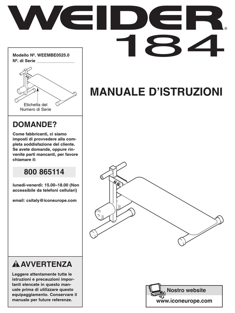 Weider 184 Bench Operating and maintenance manual