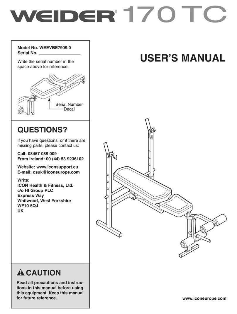 Weider 170 Tc Bench User manual