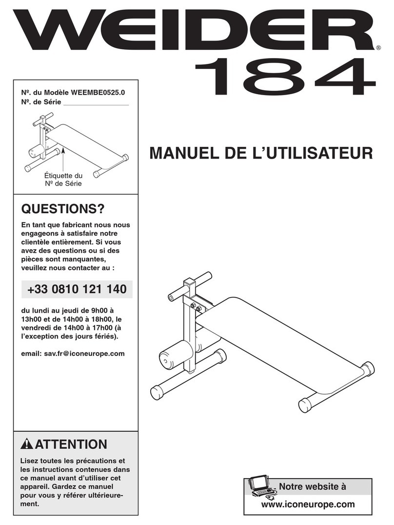 Weider 184 Bench User manual