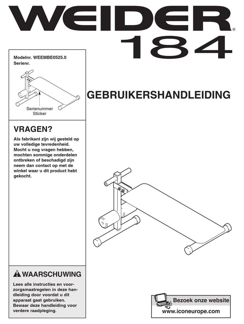 Weider 184 Bench Gebruikershandleiding