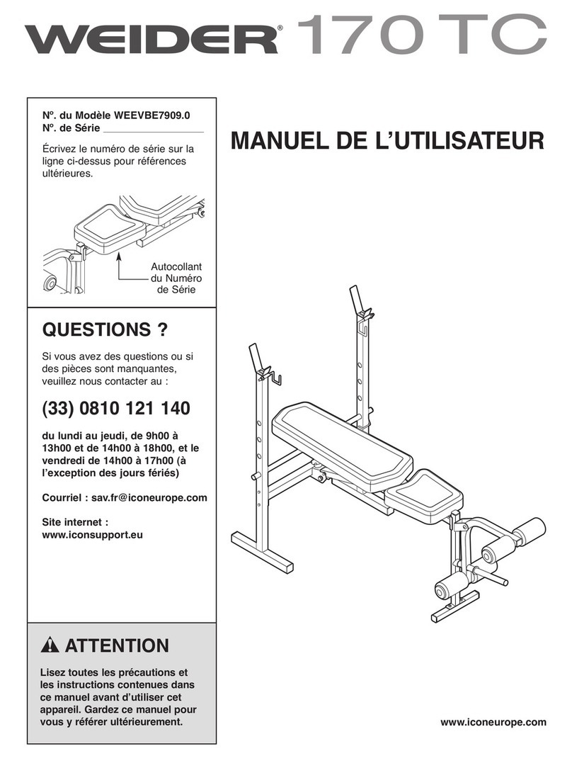 Weider 170 Tc Bench User manual