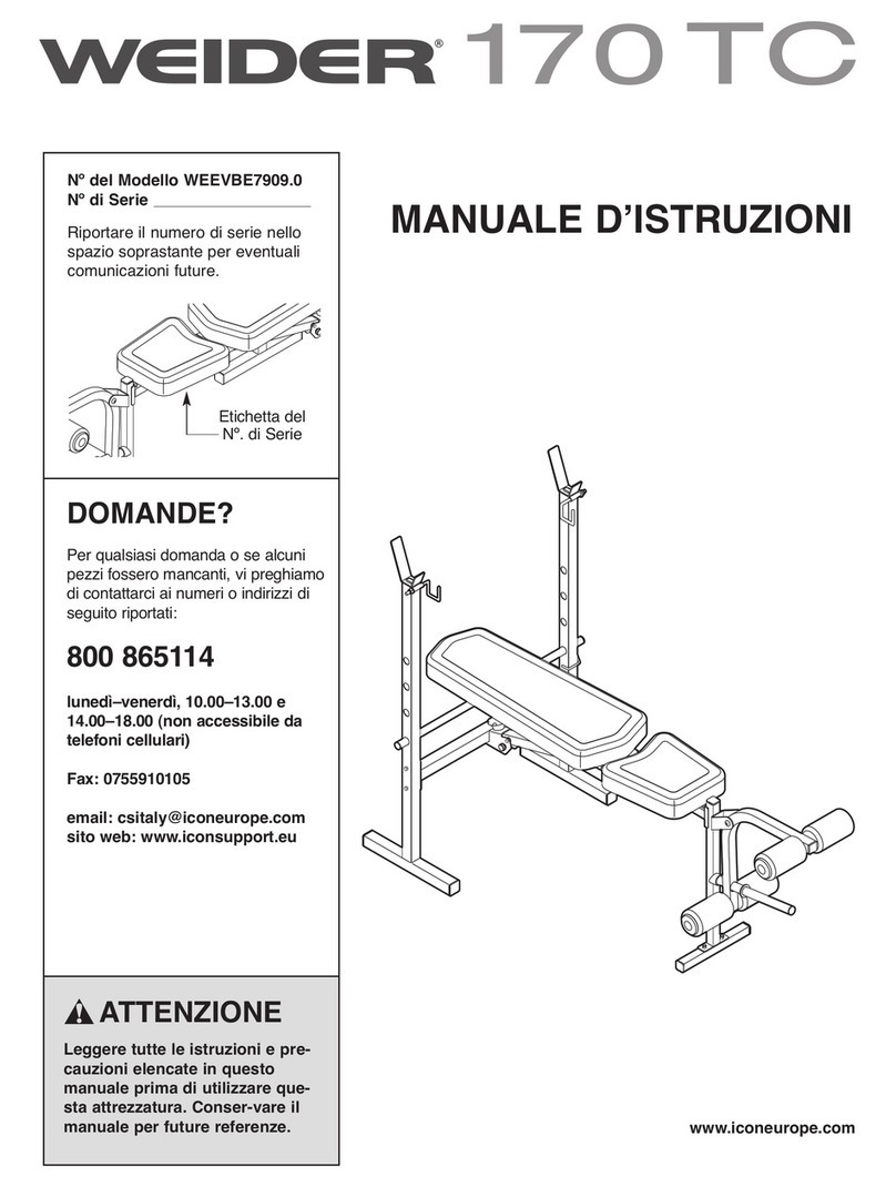 Weider 170 Tc Bench Operating and maintenance manual