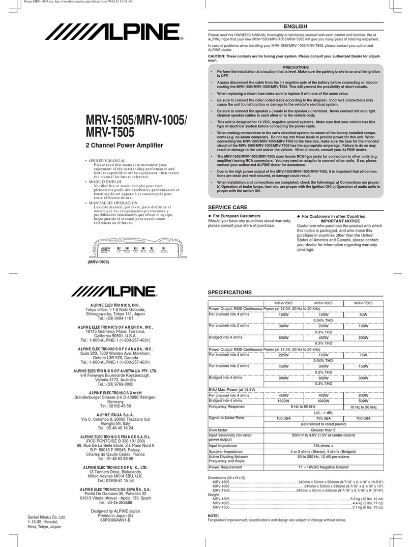 Alpine MRV-1005 owner's manual