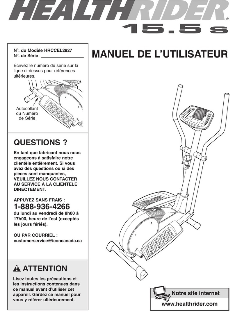 HEALTH RIDER 15.5 S Elliptical Manuel de l'utilisateur