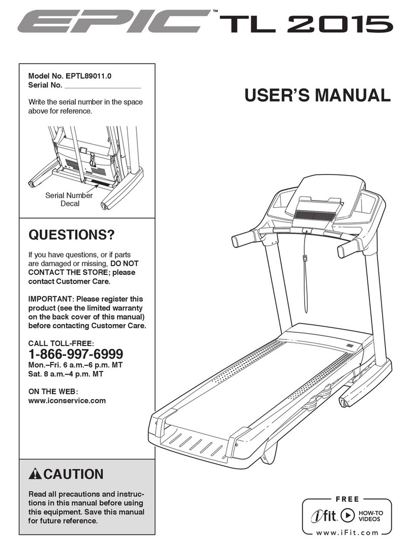 Epic Fitness Tl 2015 Treadmill user manual