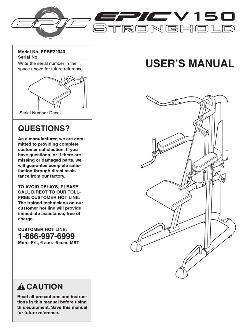 Epic Fitness V 150 Power Tower Bench user manual
