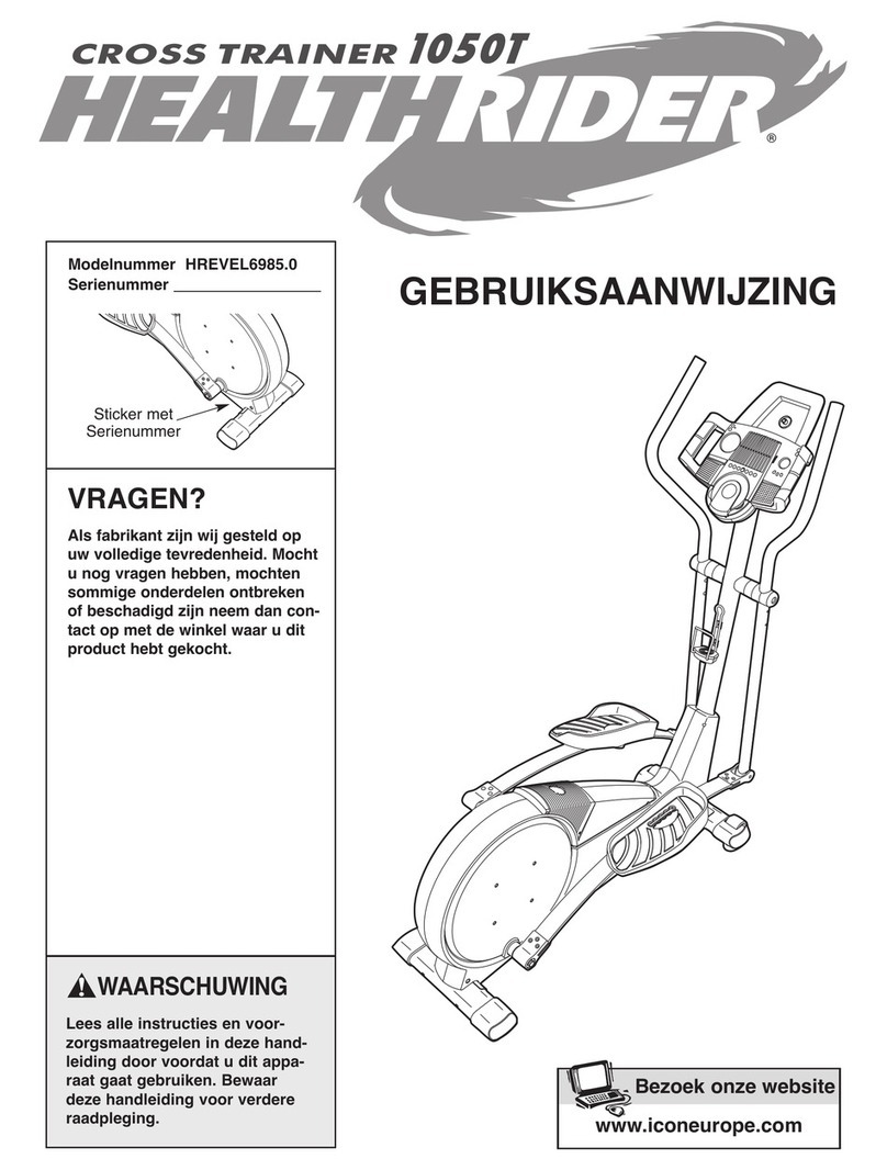 HEALTH RIDER Crosstrainer 1050 T Elliptical Gebruiksaanwijzing HEALTH RIDER Crosstrainer 1050 T Elliptical Gebruiksaanwijzing