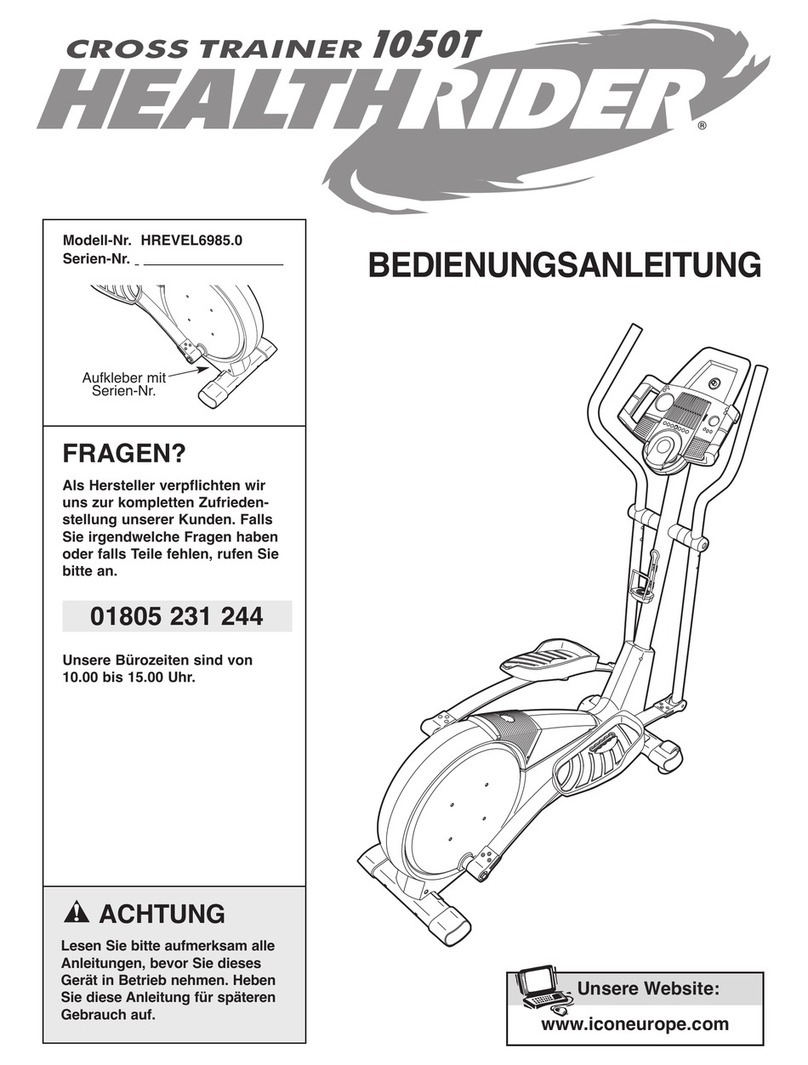 HEALTH RIDER Crosstrainer 1050 T Elliptical Bedienungsanleitung