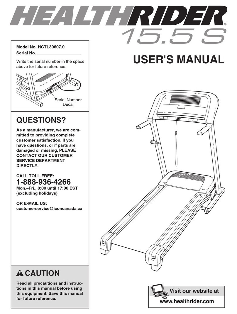 HEALTH RIDER 15.5 S Treadmill User manual