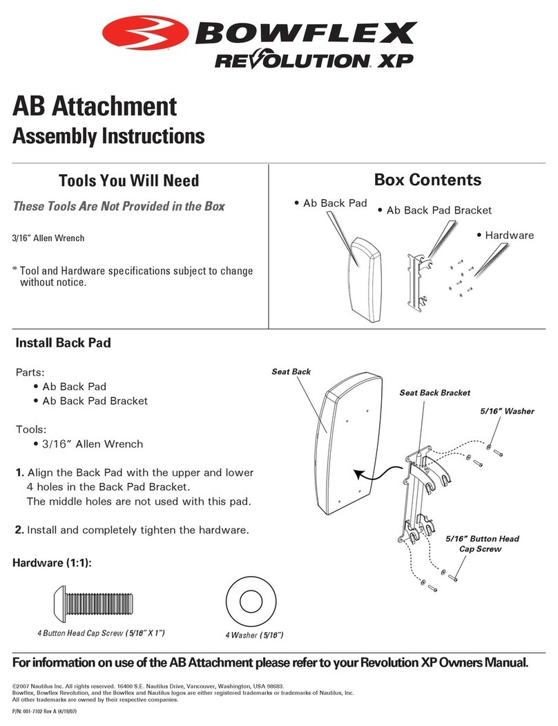 Bowflex Revolution XP Ab Back Pad Assembly instructions