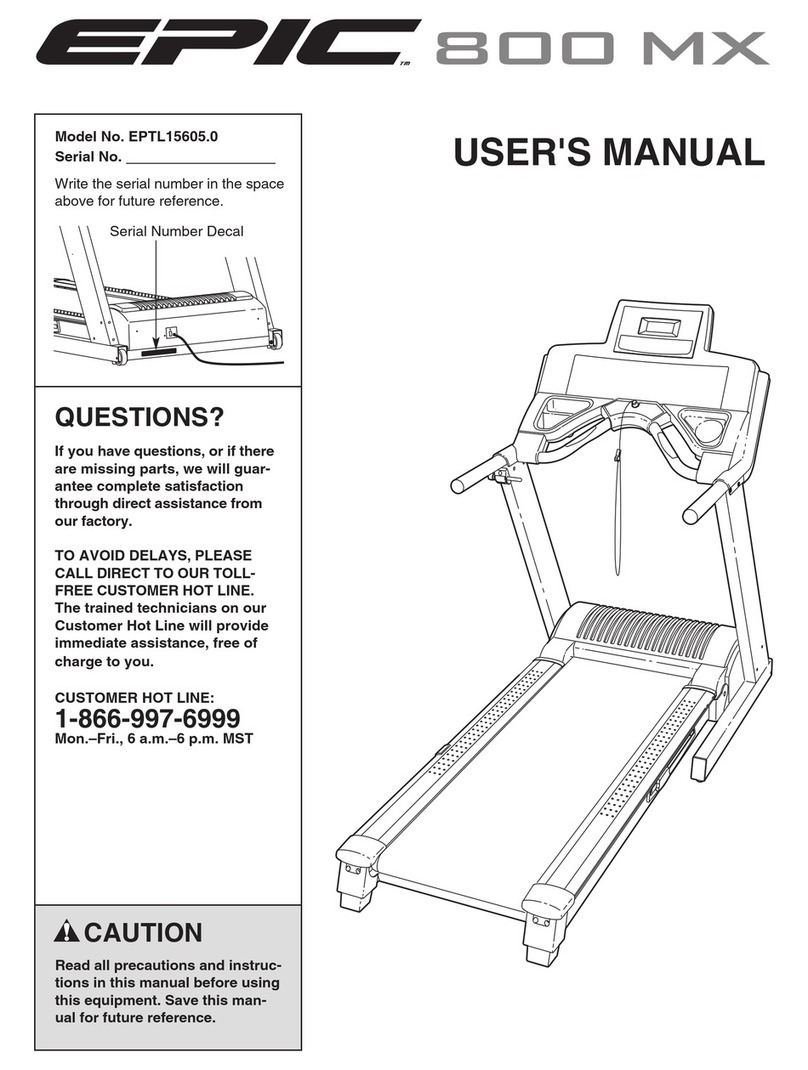 Epic 800mx Treadmill user manual