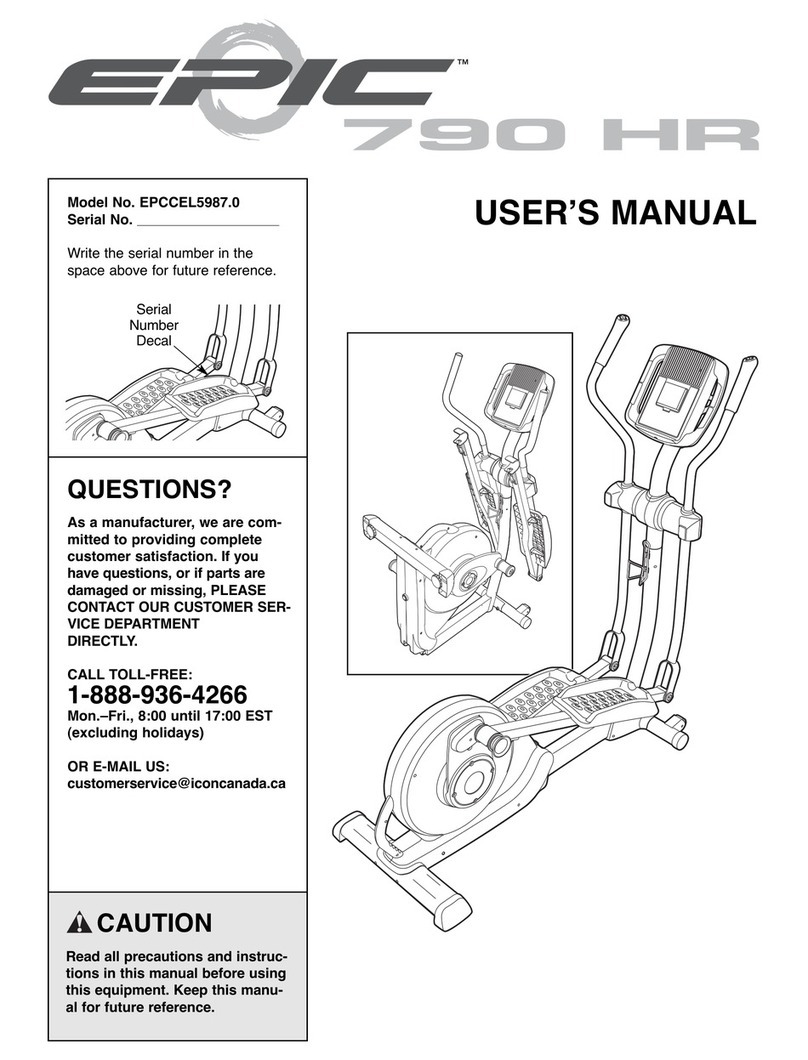 Epic 790 Hr Elliptical user manual