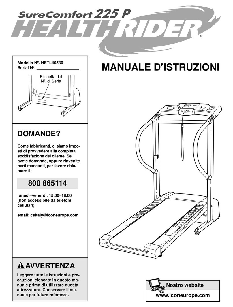 HEALTH RIDER Softstrider 225p Treadmill Operating and maintenance manual