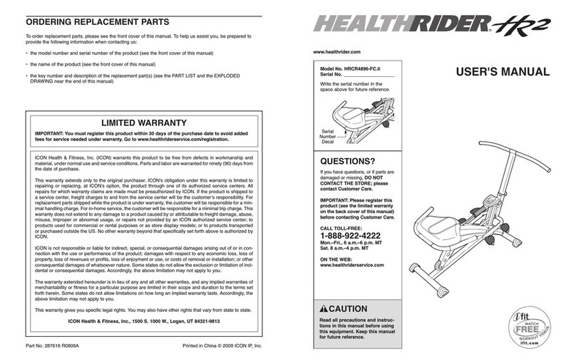 HEALTH RIDER Health Rider Hr2 manual
