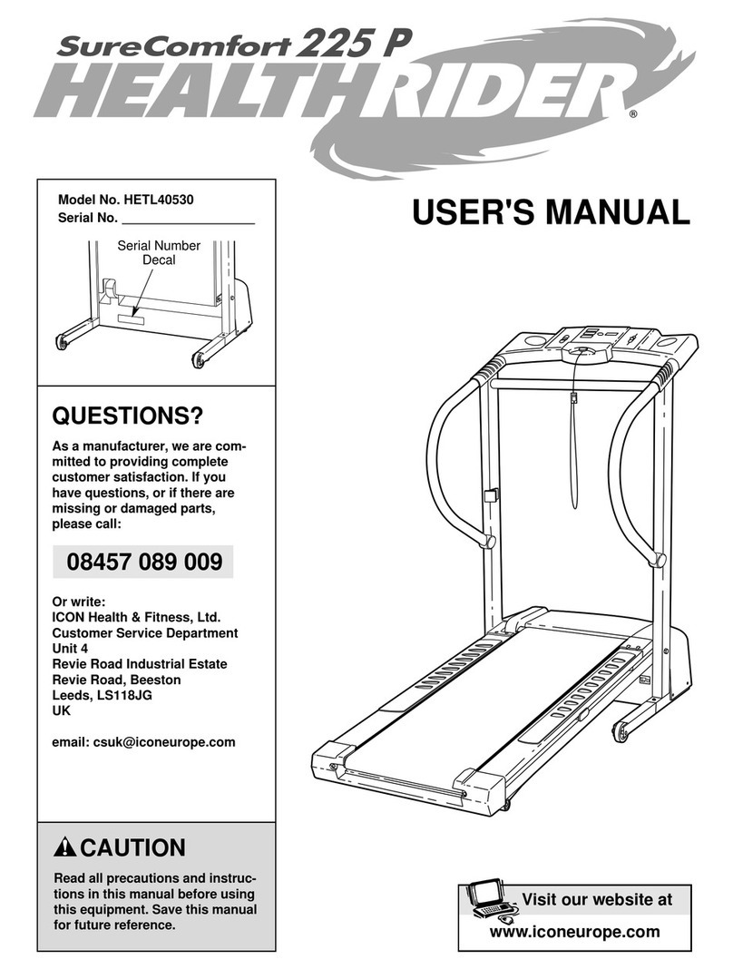 HEALTH RIDER Softstrider 225p Treadmill User manual