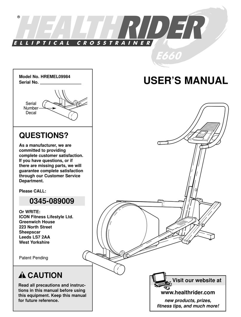 HEALTH RIDER E660 Elliptical User manual