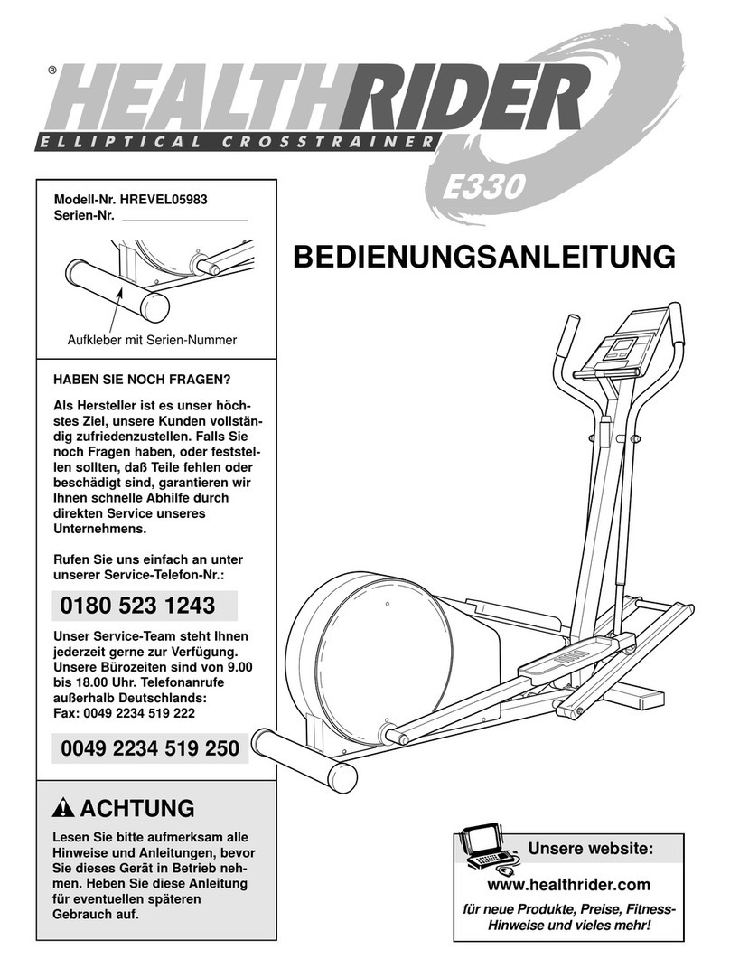 HEALTH RIDER E330 Elliptical Quick start guide
