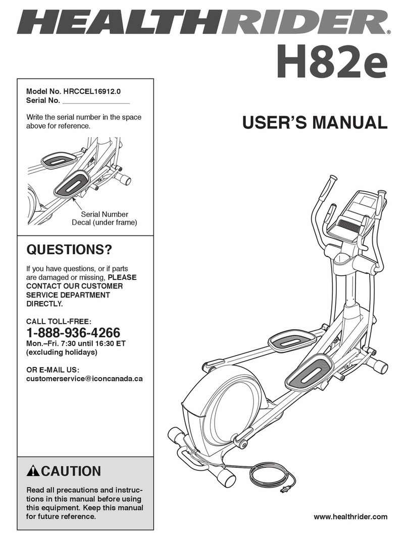 HEALTH RIDER H82e Elliptical User manual HEALTH RIDER H82e Elliptical User manual