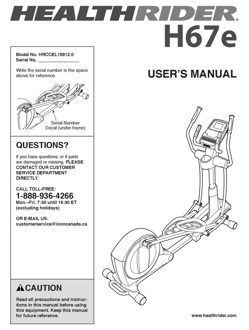 HEALTH RIDER H67e Elliptical User manual