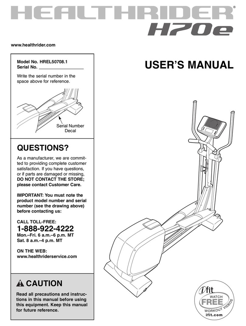 HEALTH RIDER H70e Elliptical manual