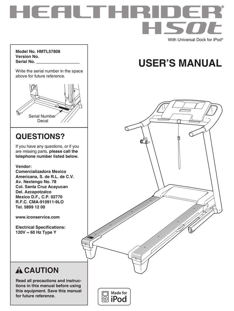 HEALTH RIDER H50t Cwl Treadmill User manual