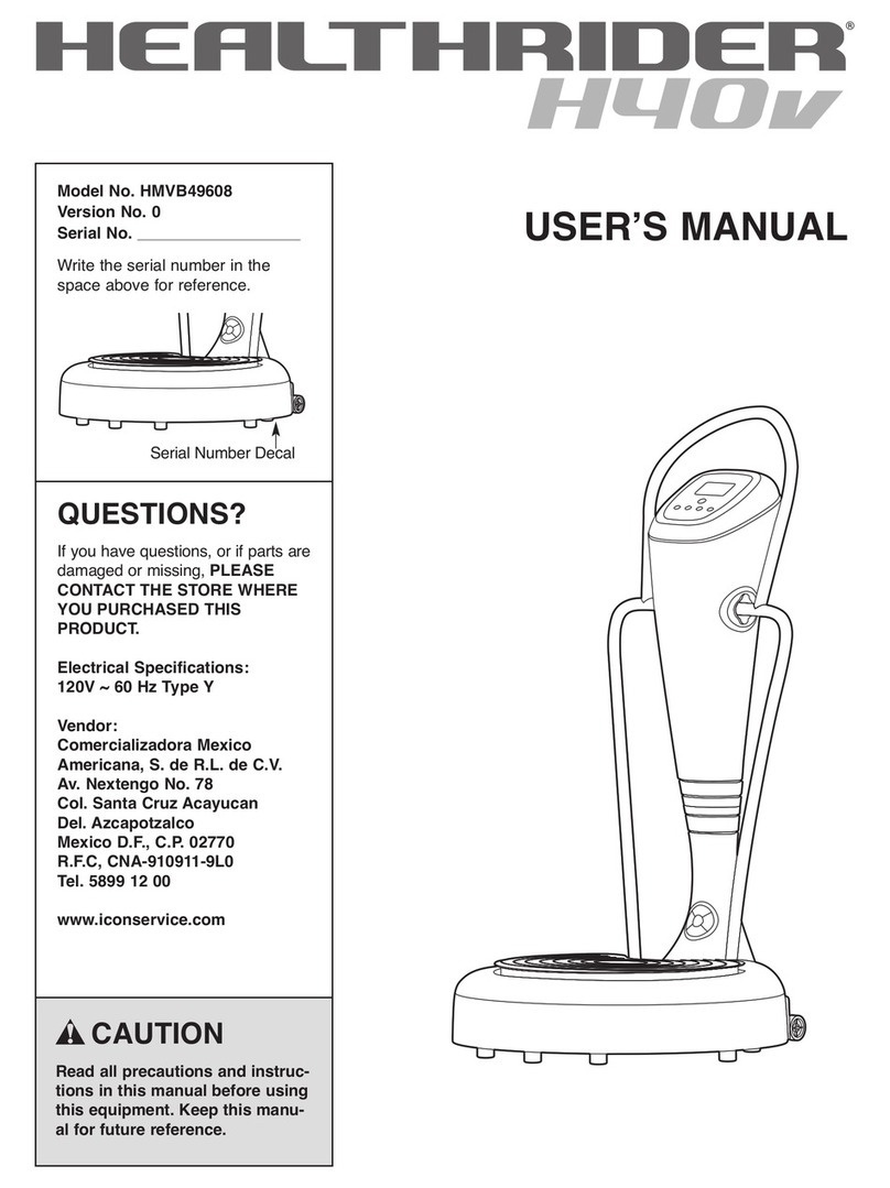 HEALTH RIDER H40v Vibration manual