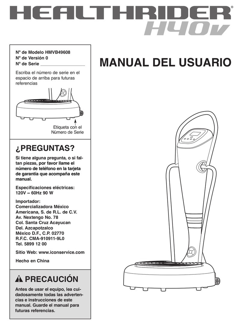HEALTH RIDER H40v Vibration Manual Del Usuario HEALTH RIDER H40v Vibration Manual Del Usuario