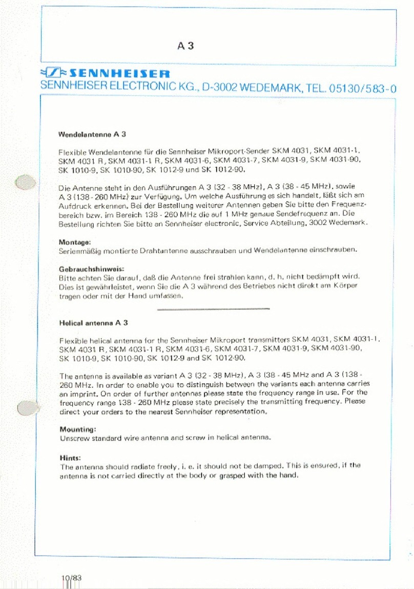 Sennheiser A 3 User manual Sennheiser A 3 User manual