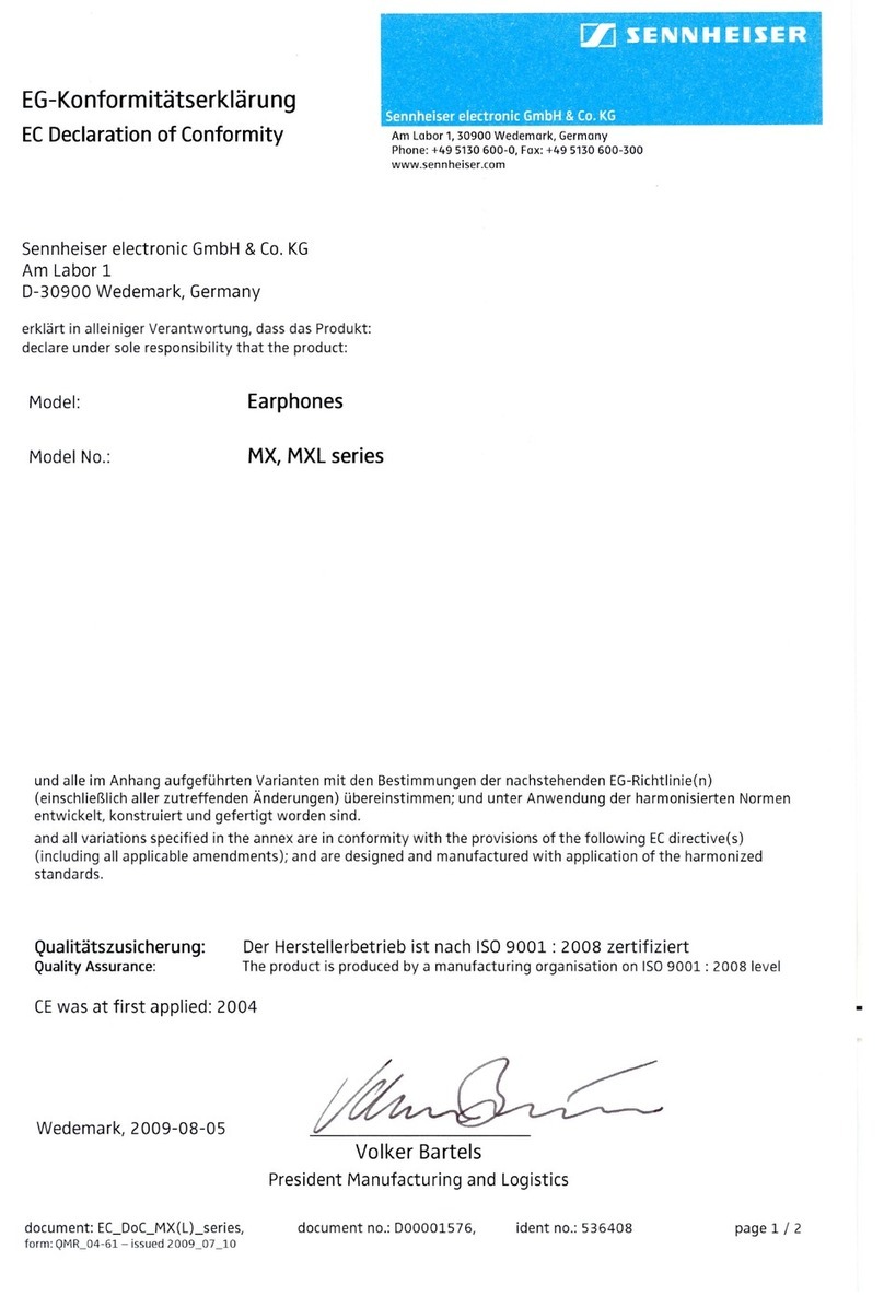 Sennheiser MX 580 Instructions for use